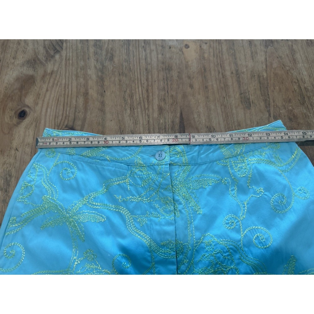 Lilly Pulitzer Vintage Embroidered Vines Capri Pants Preppy Blue Green Sz 4 - Picture 8 of 8